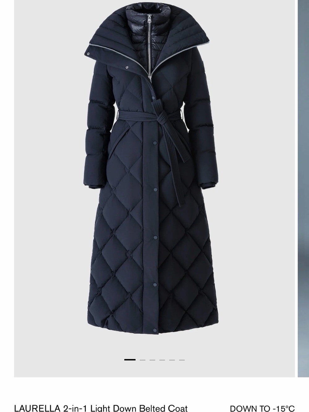 Mackage Long Quilted Down Belted Puffer Coat - black